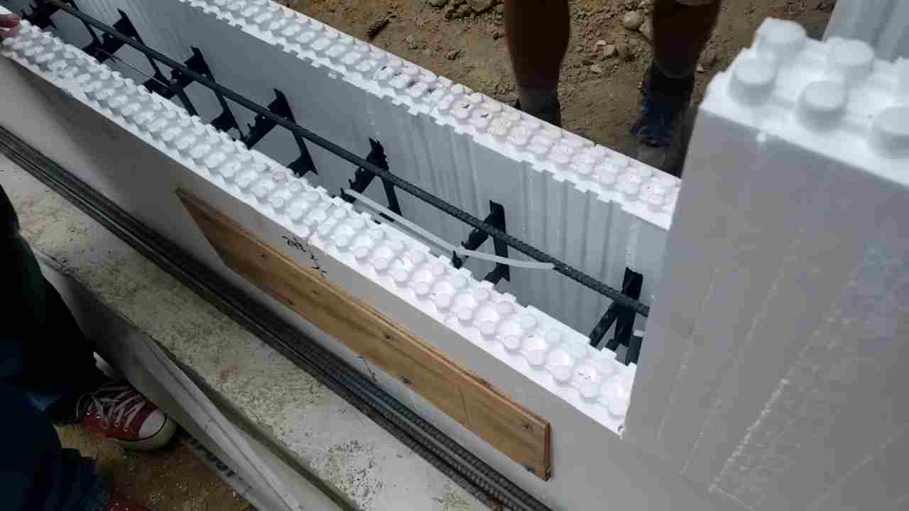 Insulated concrete form foundation construction